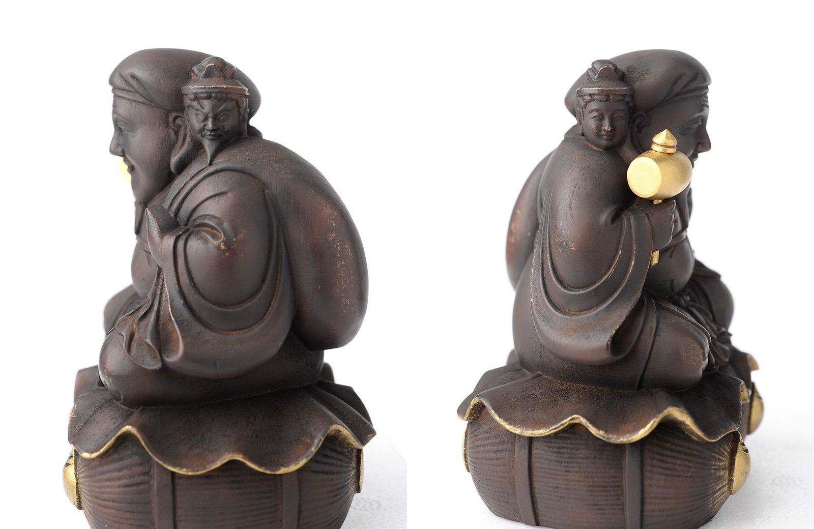 ≪圓徳院公認≫豊臣秀吉 三面大黒天 small 木製 桧 ＿仏像 フィギュア 七福神 大黒天 イスム isumu さんめんだいこくてんS YUZUMIYA_COM