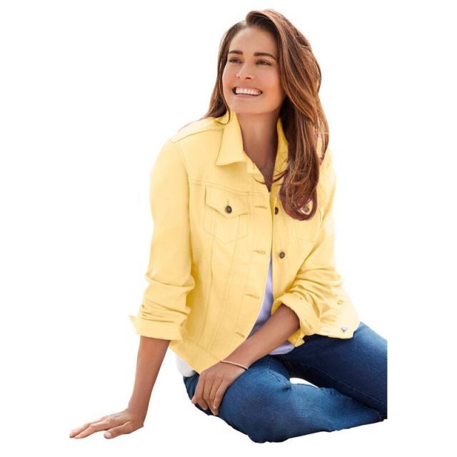 【送料無料】 ウーマン ウィズイン レディース ジャケット・ブルゾン アウター Woman Within Women's Plus Size Stretch Denim Jacket Banana