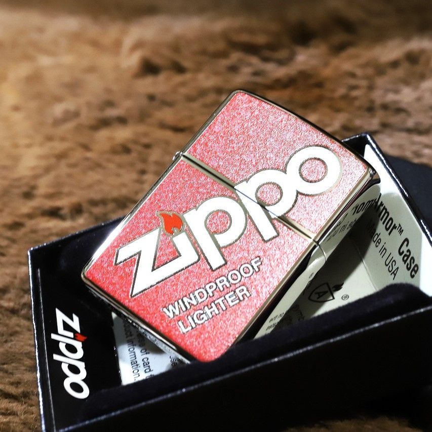 Armor ZIPPO】さわやかカラー ロゴマーク ２面 レッド 赤 アーマー