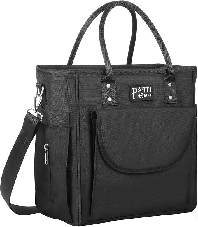 PARTI FISH 保冷 バッグ クーラーバッグ クーラー ボックス ソフト 12L 中容量 エコ おしゃれ ランチ お 弁当 バッグ 買い物バッグ 保冷 トートと肩掛け 軽量 保冷力 強 保温 4層断熱 女性 漏れ防止 黒 M