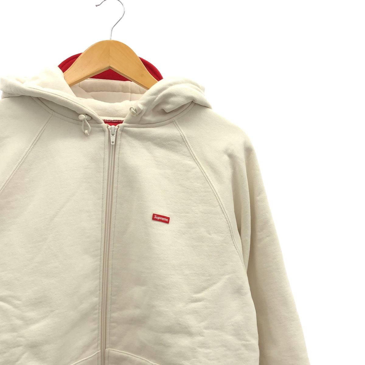 SUPREME / シュプリーム | 2022AW | Brim Zip Up Hooded Sweatshirt ブリム ジップアップ フーデッド スウェット ジップパーカー | M | クリーム / レッド | メンズ SUPREME / シュプリーム | 2022AW | Brim Zip Up Hooded Sweatshirt