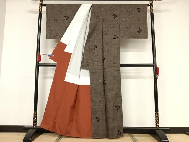 平和屋着物○本場大島紬 一元絣 舞花文 正絹 逸品 未使用 AAAV7554zg