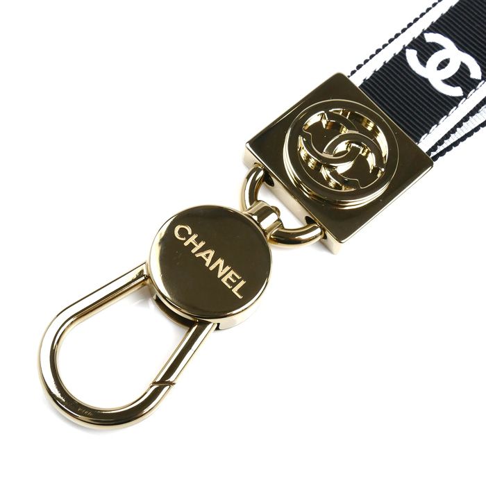 CHANEL シャネル ココマーク B25P ストラップ ネックストラップ ブラック ホワイト AAA911 レディース