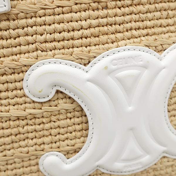 セリーヌ CELINE 2WAYバッグ ティーン サプル クラシック パニエ ラフィア レザー ベージュ×ホワイト ゴールド金具 カゴバッグ バスケット ストローバッグ 115802FF7 保存袋 DECORATOM_COM_BR