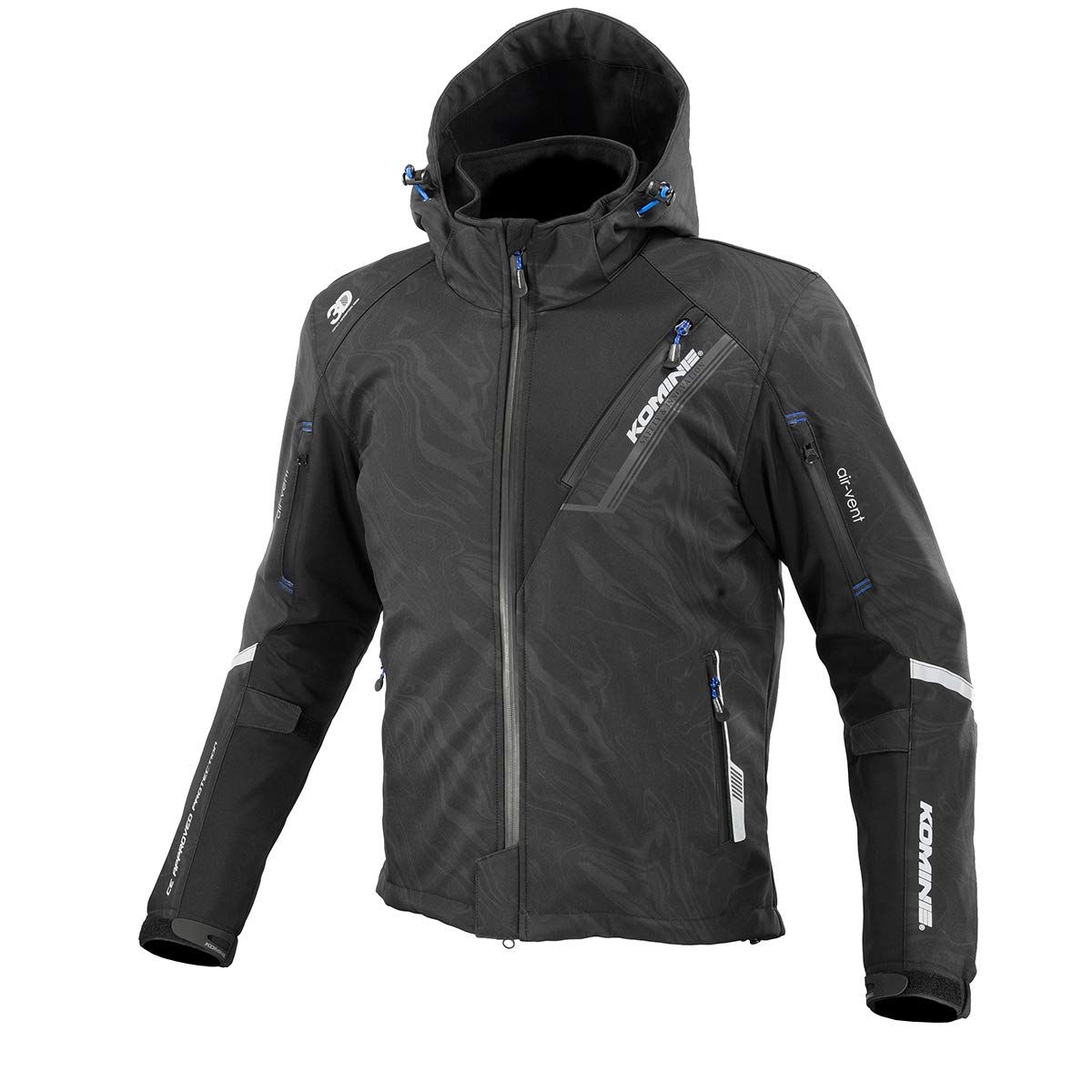 KOMINE JK-579 プロテクトソフトシェルウインターパーカ イフ バイク用 CE プロテクター 防寒 ロングシーズン 07-579 Black Marble M