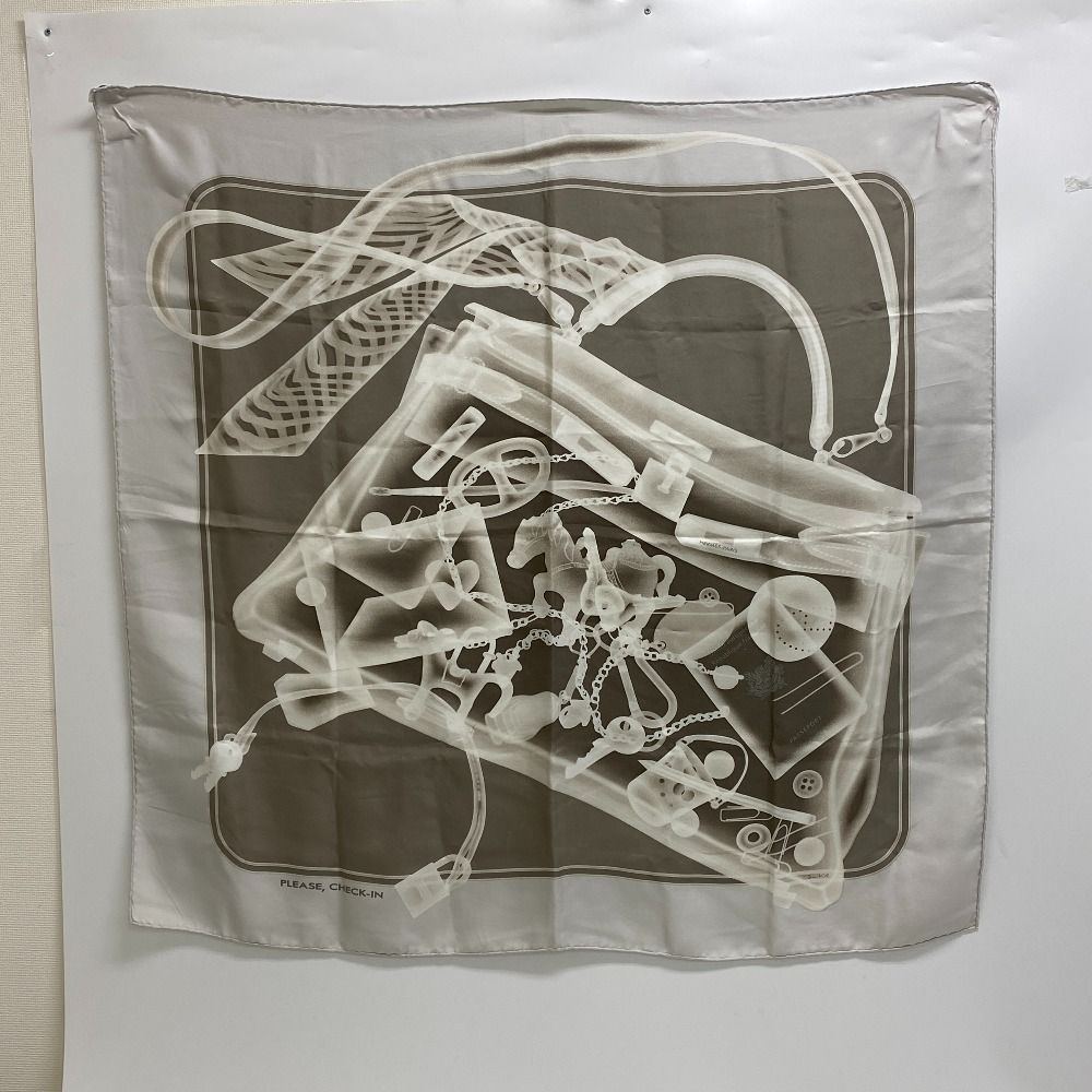 HERMES/エルメス カレ90 PLEASE CHECK-IN チェックイン シルク