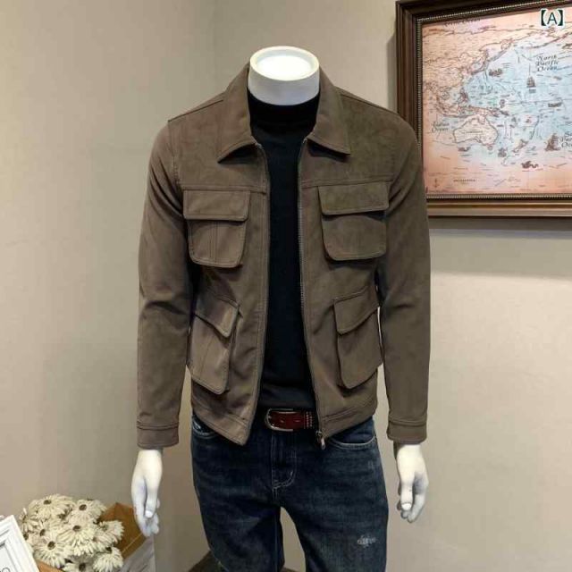 L メンズ 服 シンプル ファッション オシャレ 大人 かっこいい 大きいサイズ ストリート 紳士服 秋ワークウェア エコ レザージャケット スエード ライダース ジャケット