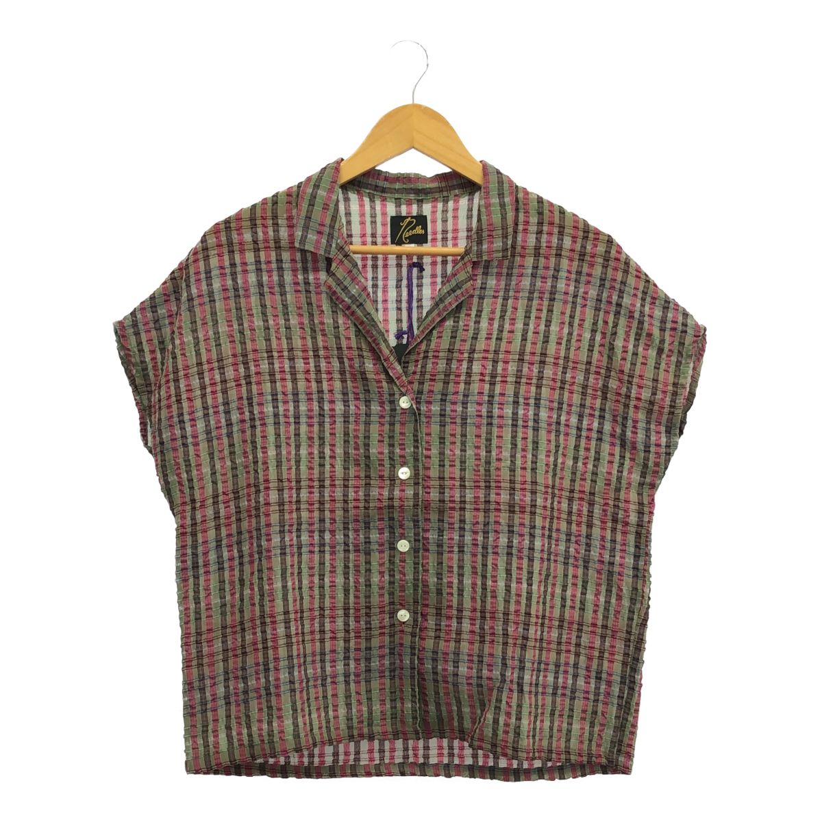 Needles ニードルス French Sleeve Blouse - RE|R Chiffon Sucker Plaid OT143 定価23100 レディース 女性