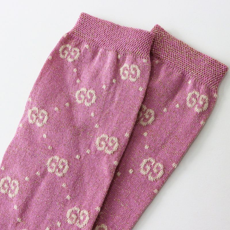 値下げ☆タグ付き未使用品☆GUCCI　グッチ　GG柄　ラメ　ロングソックス　靴下 値下げ☆タグ付き未使用品☆GUCCI グッチ GG柄 ラメ ロング