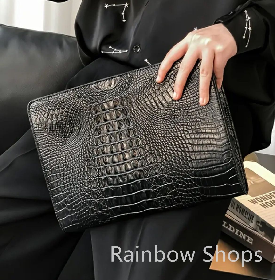 クラッチバッグ クロコダイル風 メンズ レザー 革製品 薄型