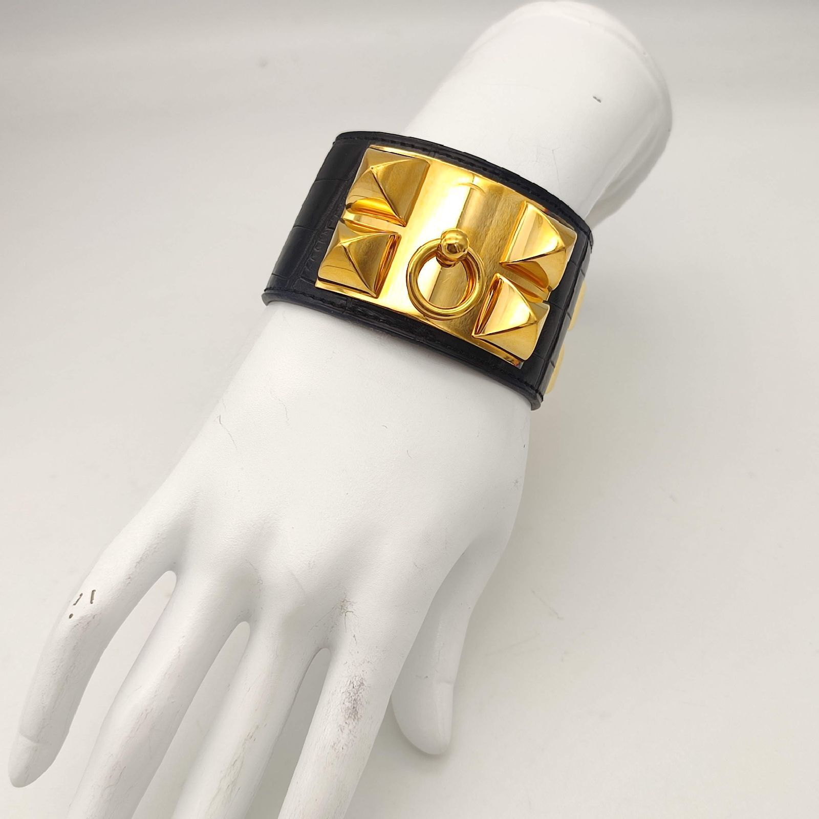美品】HERMES エルメス コリエドシアン アリゲーター ブラック