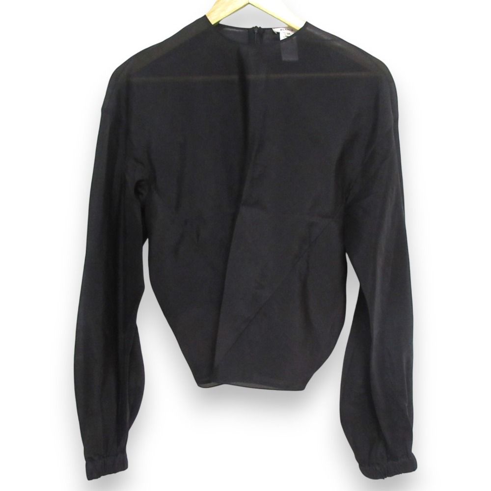 24SS BLAMINK ブラミンク バックリボン 長袖 シアーブラウス シャツ 7921-230-0258 サイズ38 ブラック レディース 古着
