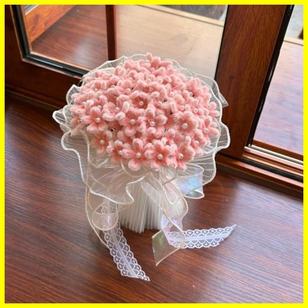 seimeinoki 手芸モール ライトピンク色＊200本＋緑色＊100本 桜 造花