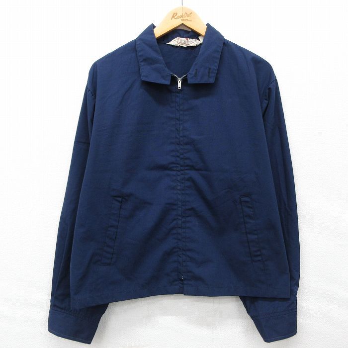 XL/古着 長袖 ジャケット スイングトップ メンズ 80s 紺 ネイビー 24sep02 中古 アウター ジャンパー ブルゾン