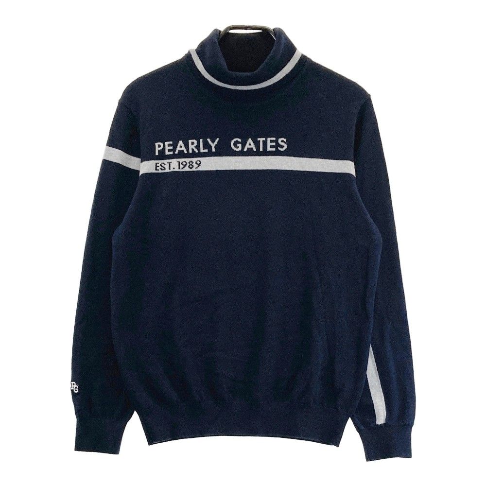 サイズ：5 PEARLY GATES パーリーゲイツ 2023年モデル タートルネック ニット セーター  ネイビー系 [240101277778] ゴルフウェア メンズ ストスト