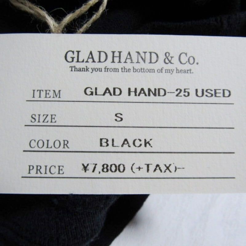 未使用 GLADHAND グラッドハンド 長袖Tシャツ GLADHAND-25 USED加工 ポケット POCKET L/S T-SHIRTS ブラック 黒 S タグ付き 27106839