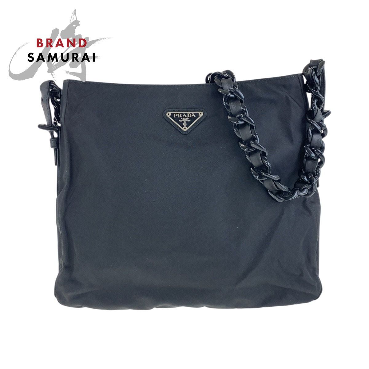 PRADA PRADA プラダ テスート 三角ロゴプレート ブラック 黒 シルバー 