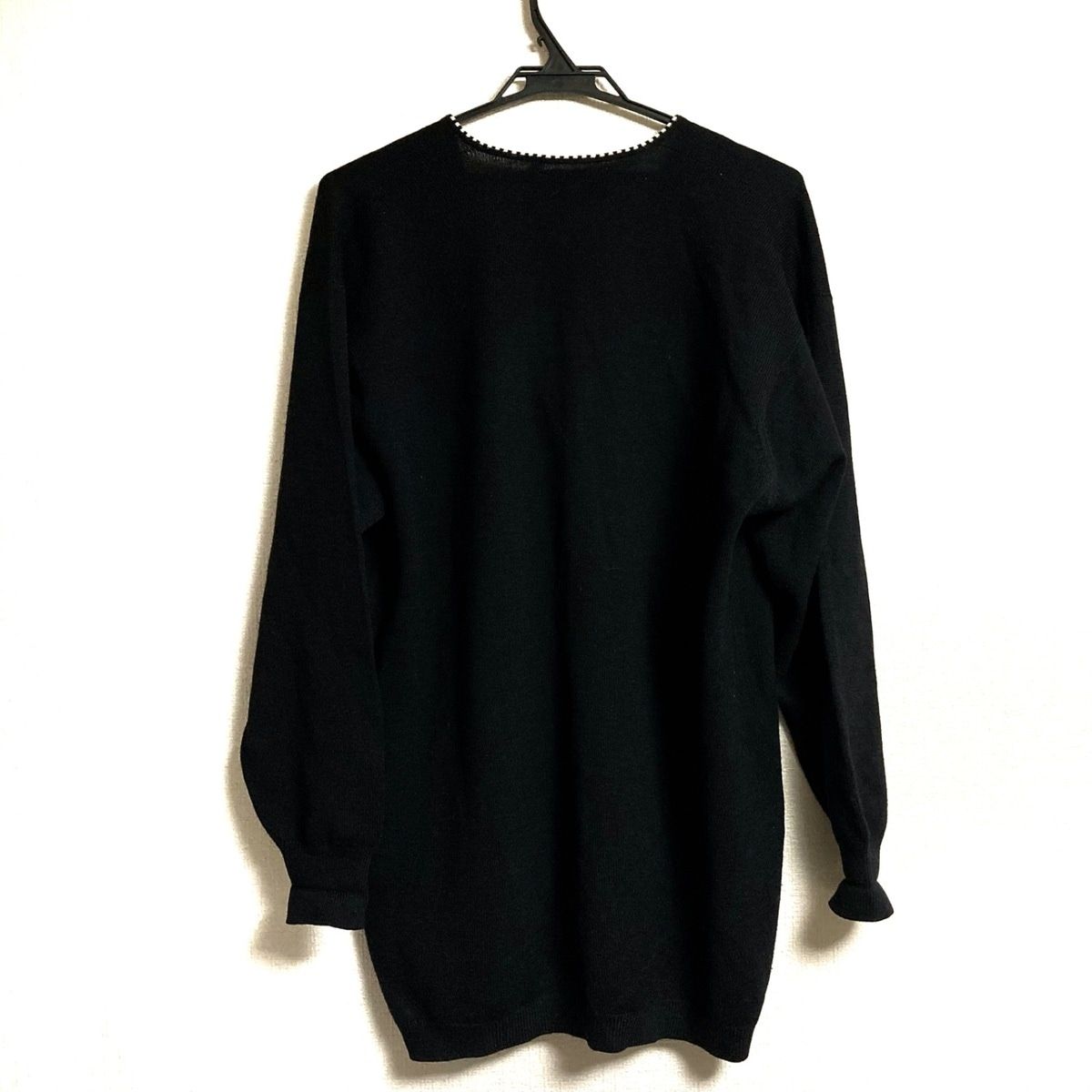 Ballantyne バランタイン カーディガン サイズ5 XS レディース - 黒×白 長袖|ロング丈