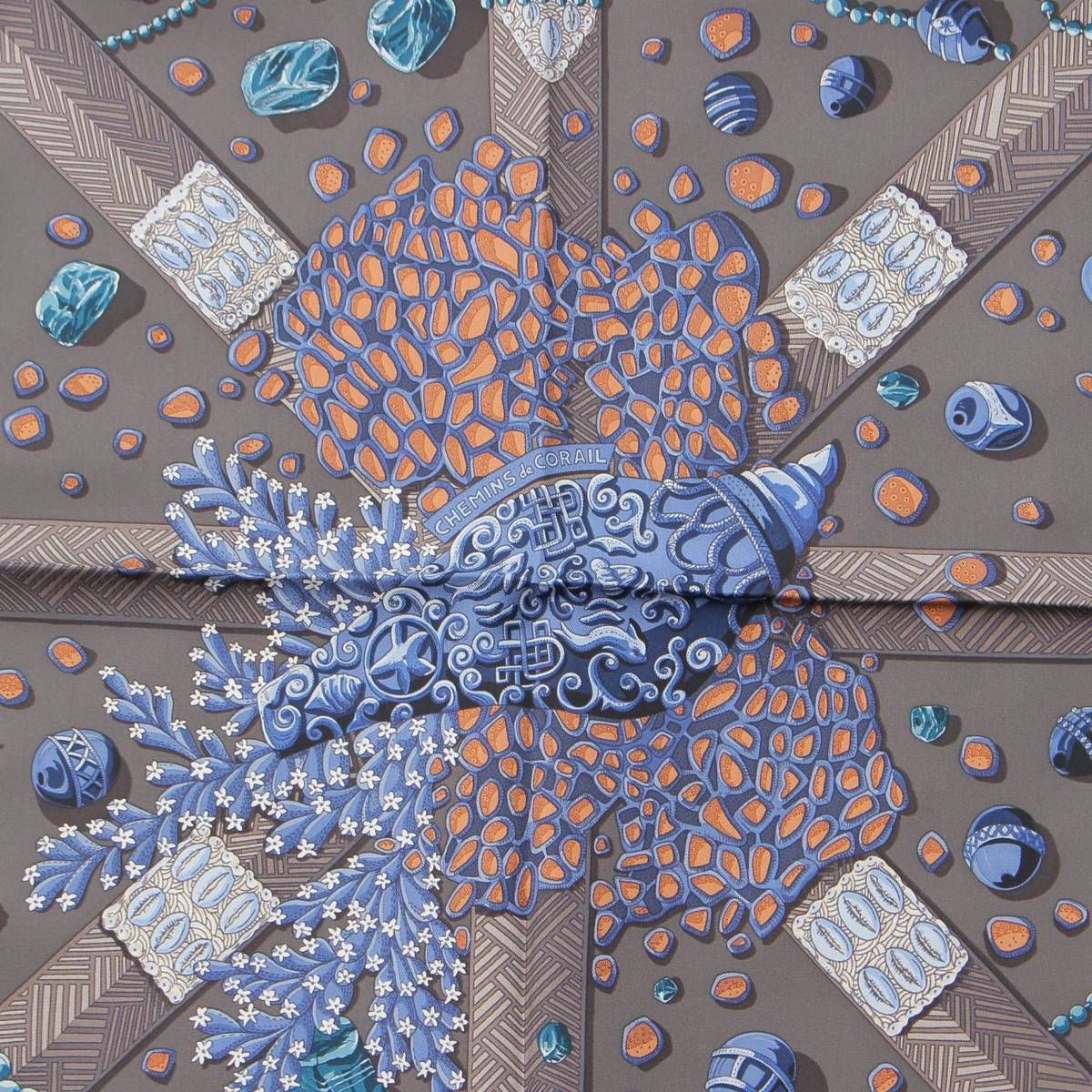 エルメス カレ90 CHEMINS DE CORAIL 珊瑚の小道 シルク スカーフ