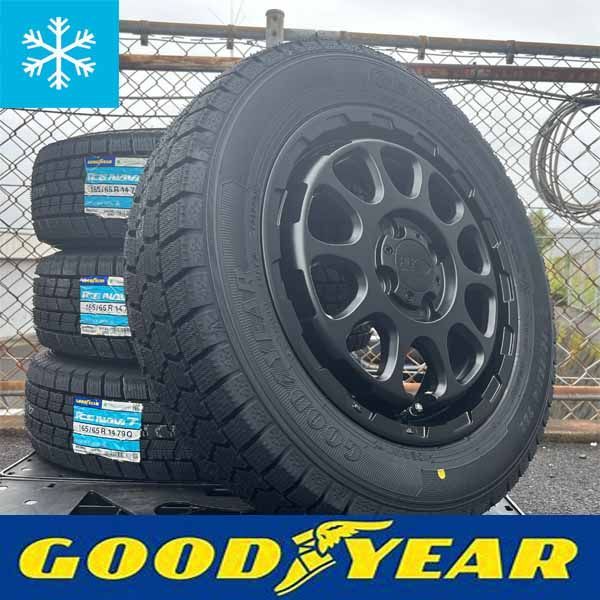 アトレーワゴン S320G S321G S330G S331G 165/65R14 GOODYEAR アイスナビ7 14インチ 4穴 スタッドレス 冬  タイヤホイールセット 4本 リフトアップ マットブラック オフロード カスタム 軽トラ 箱バン - メルカリ