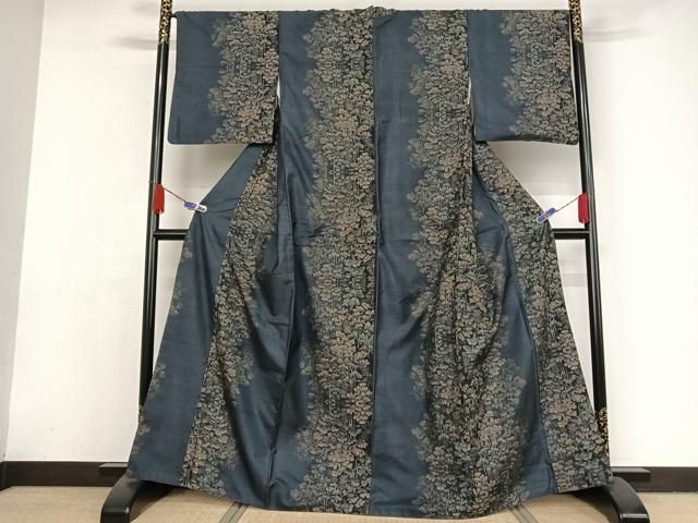 平和屋着物○本場大島紬 カタス9マルキ 樹林文 正絹 逸品 AAAX0362np