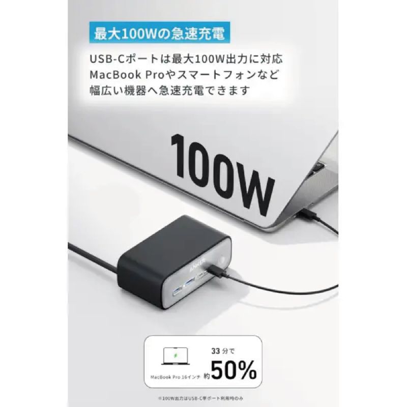 メーカー正規品 ANKER アンカー Charging Station A91C4N11 7-in-1 100W急速充電対応電源タップ ブラックモデル