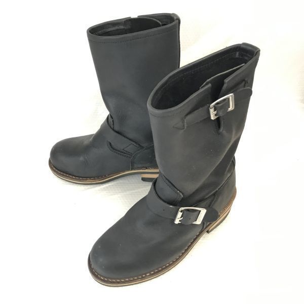 G en Retriever グッドイヤー製法 スチールトゥ 本革 エンジニアブーツ 22.5-23.5程度 黒 BLACK Shoes◆WB84-5