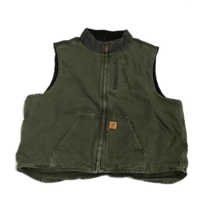 全国送料無料。 カーハート 古着 ダックベスト 裏地ボア モス 3XL 【保障できる！】