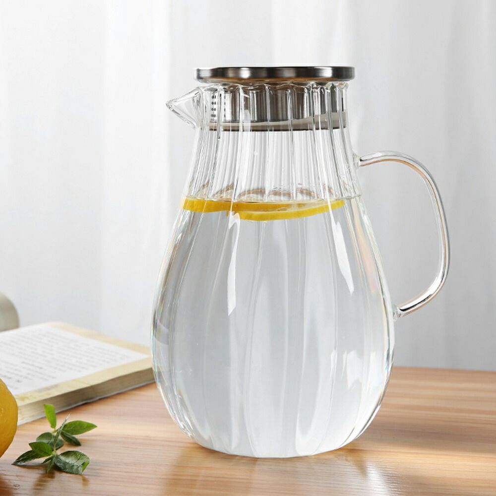 ピッチャー 冷水筒 耐熱ガラス 麦茶ポット ガラスポット ウォーターピッチャー ウォーターカラフェ クリア ジャグ フルーツポット ドリンクピッチャー ピクルスポット