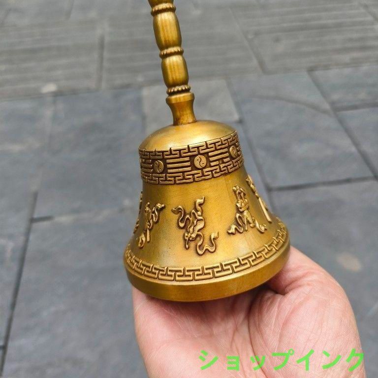 銅器 法器 紫微諱三清鈴 八卦三叉鈴 太極鈴 開運 風水 招財 置物 工芸品 道用品八卦三清鈴銅鈴鐺道士三清鈴道鈴銅鈴