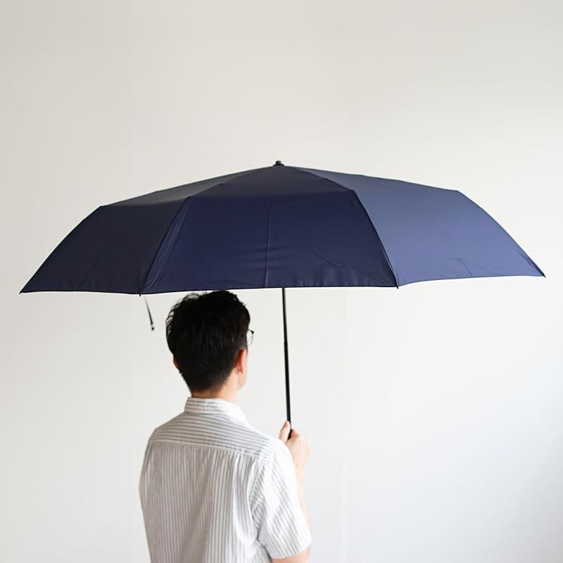 小宮商店 軽量 カーボン 折りたたみ傘 メンズ 最大級 直径124 大きい 丈夫なカーボン 風に強い 耐強風 超撥水 テフロン 楽々開閉 70cm ネイビー 0