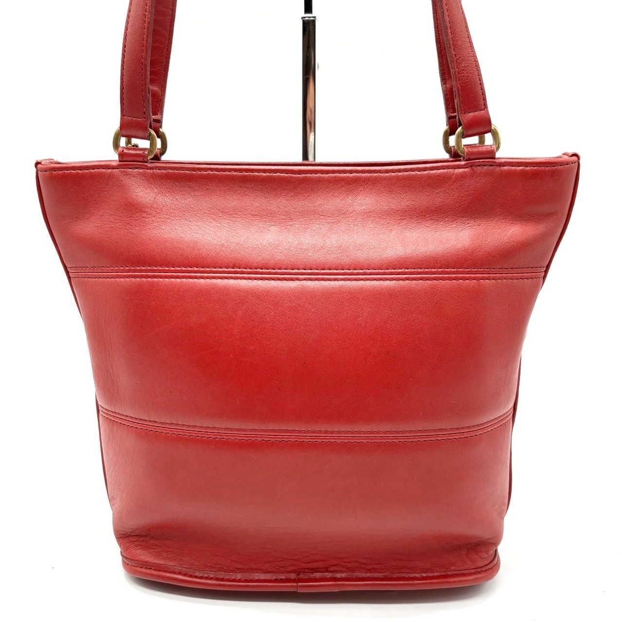 オールドコーチトートバッグハンドバッグクラブタンレザーレッド金具