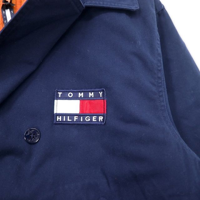 TOMMY HILFIGER 90年代 3WAY レイヤードデザイン ピーコート XL ネイビー コットン フラッグロゴワッペン 中綿ライナー着脱式