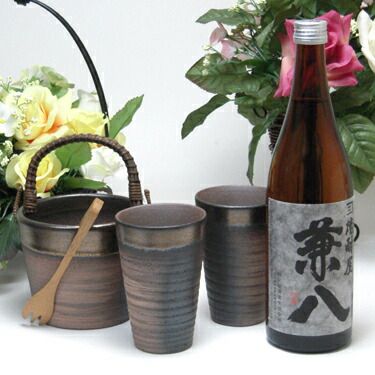 豪華酒器セット陶芸作家 安藤嘉規作（四ッ谷酒造 はだか麦を１００％の麦焼酎 兼八 720ml（大分県））焼酎ギフト