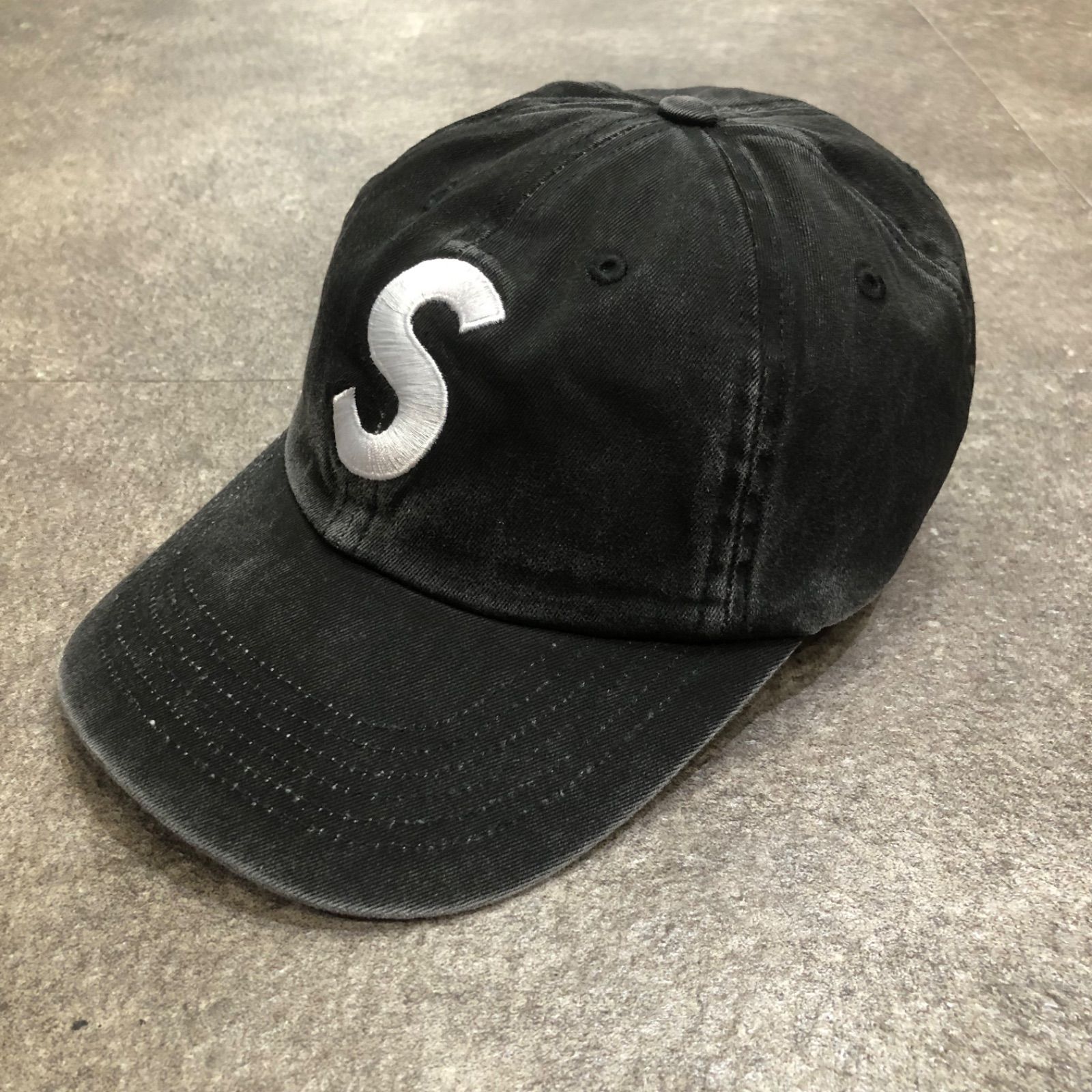 正規 Supreme 25SS Pigment Coated S Logo 6-Panel ピグメントダイキャップ Sロゴ シュプリーム ブラック 91470A6