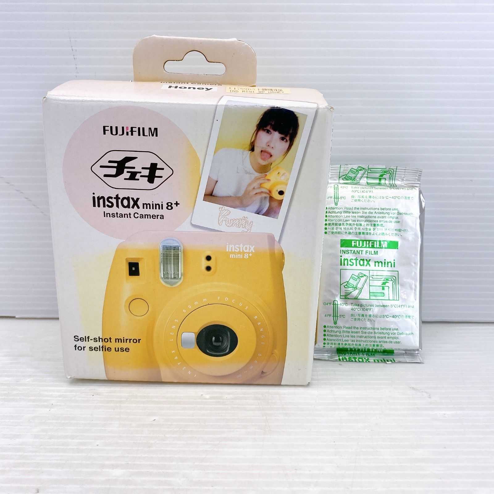 ◆FUJIFILM フジフィルム instax mini8 インスタントカメラチェキ Honey フィルム1パック 付き ◆