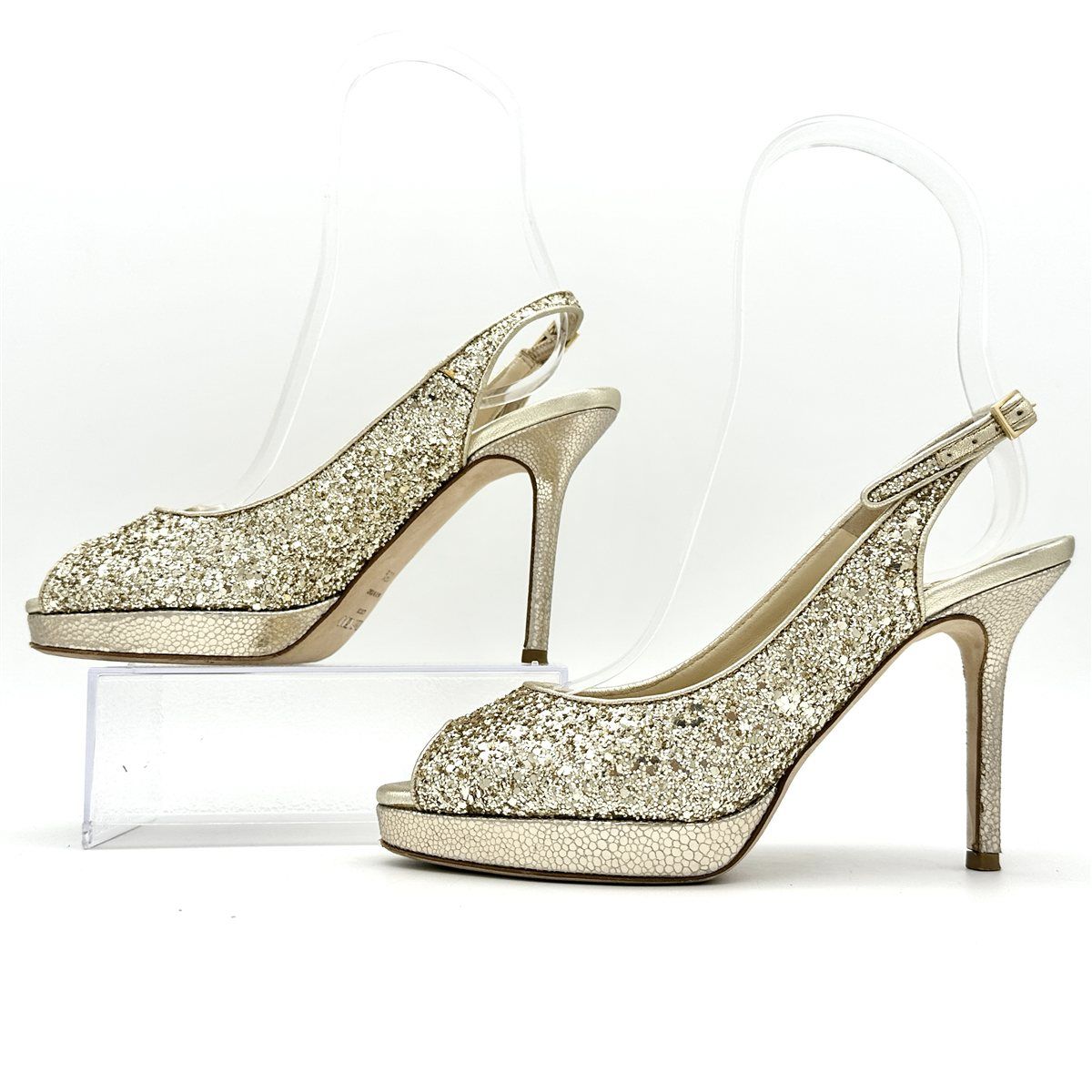 JIMMY CHOO オープントゥパンプス グリッター オープントゥ
