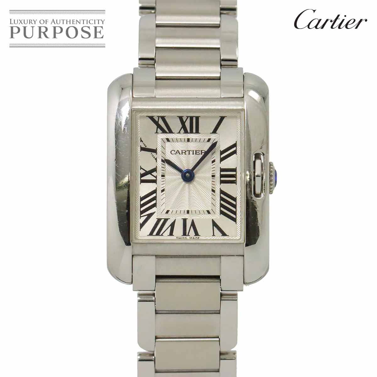 カルティエ Cartier タンクアングレーズSM W5310022 レディース 腕時計 シルバー クォーツ ウォッチ Tank Anglaise 90293725