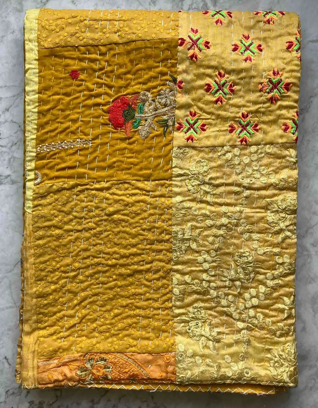 カンタキルト マルチカバー サリーパッチワーク 3 YELLOW