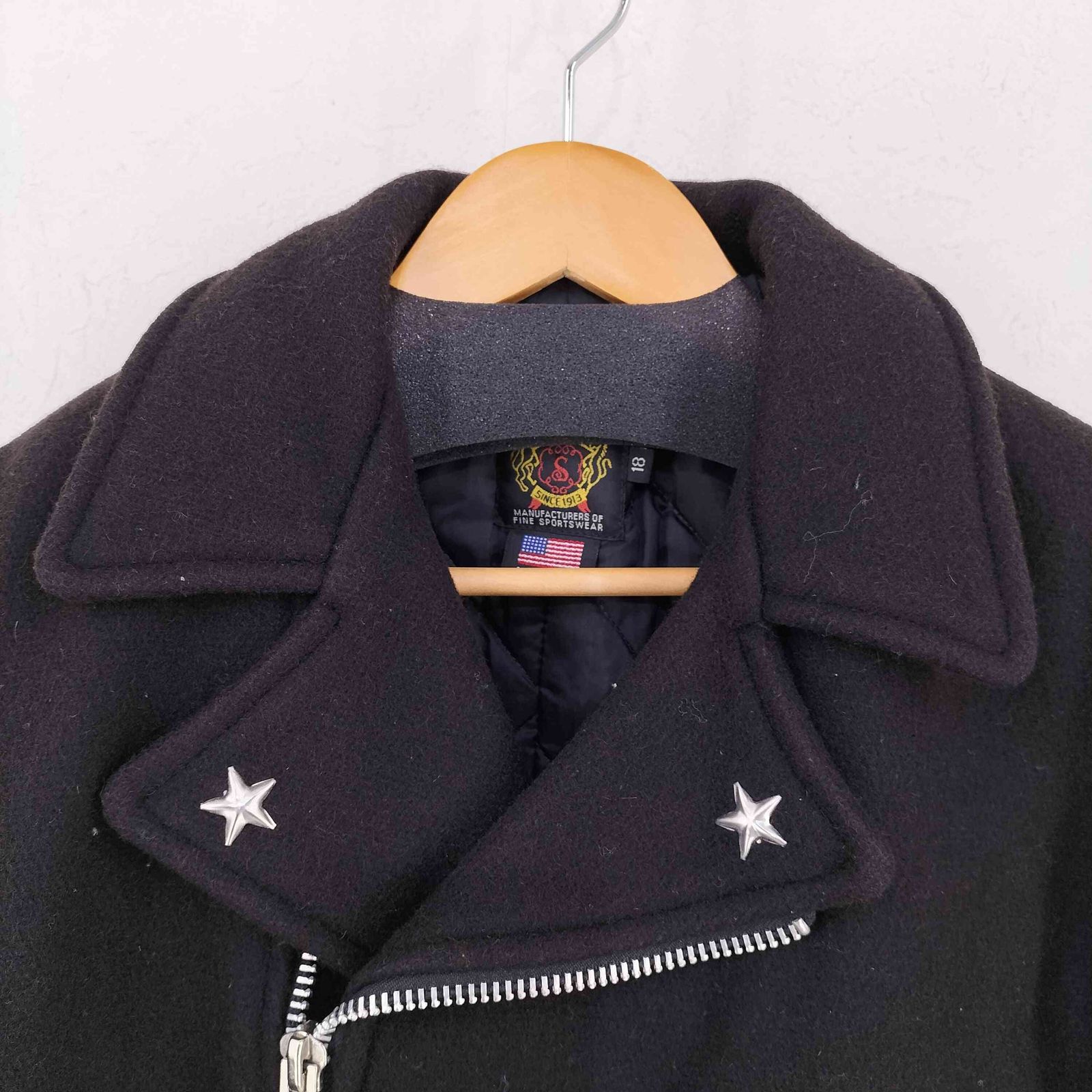 ✨美品✨Schott ショット メルトンジャケット　ブラック　Ｍsize ショット Schott USA製 メルトンライダースジャケット ワン