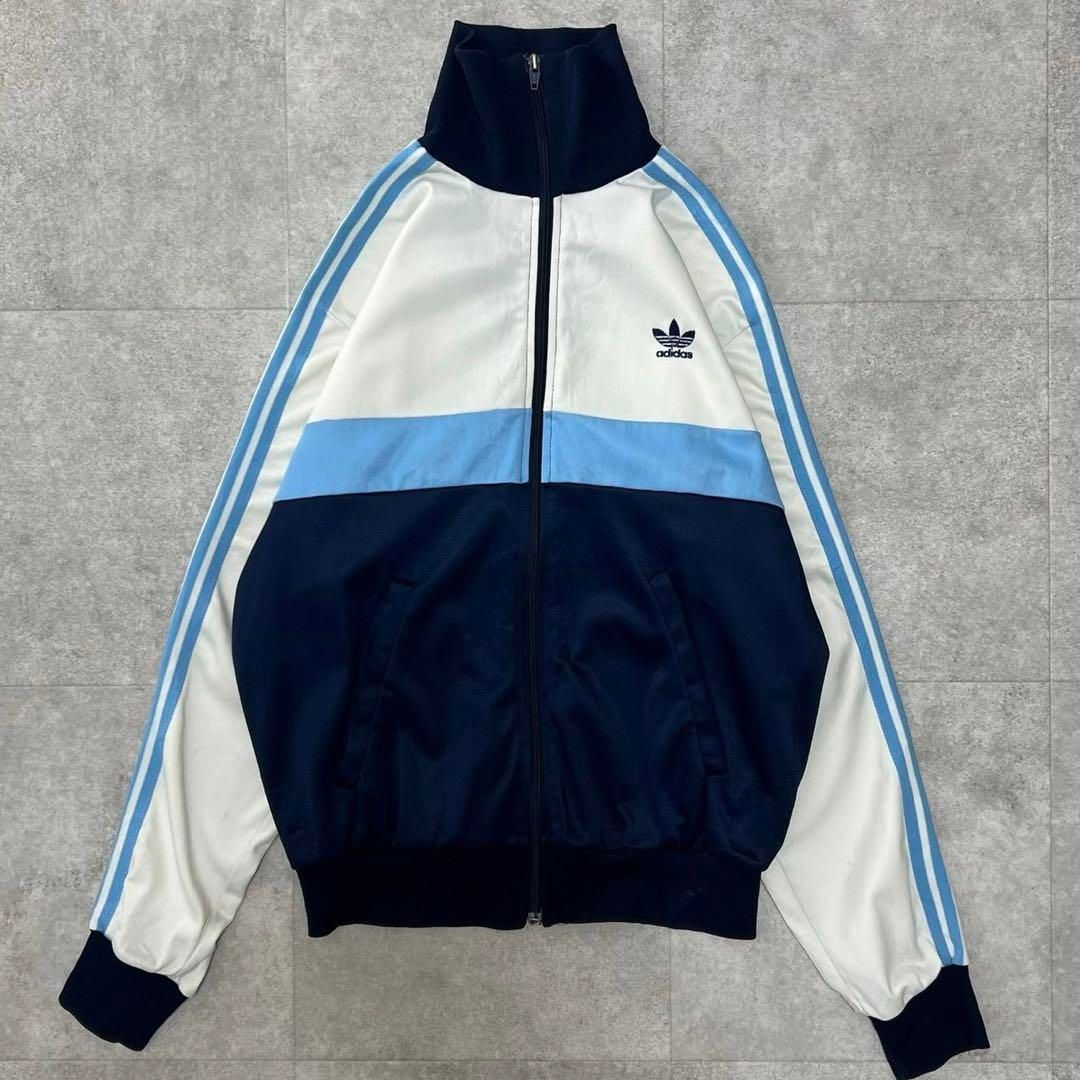 80s アディダス トラックジャケット ヨーロッパ製 青 ジャージ ビンテージ