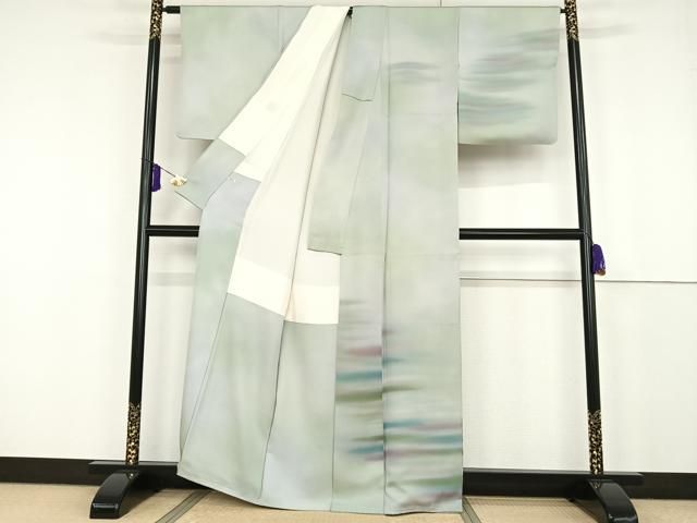 平和屋着物●染色作家　斉藤三才　訪問着　霞文　暈し染め　正絹　逸品　AAAT3100np 平和屋着物○染色作家 斉藤三才 訪問着 霞文 暈し染め 正絹 逸品