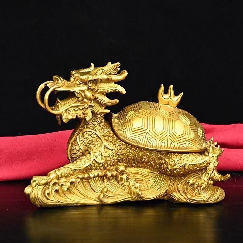 財運 龍亀とは SALE 最新作 龍亀 龍 ドラゴン 亀 置物 オブジェ 金色