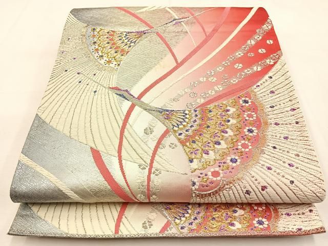 ◆892◆六通柄　袋帯　加賀彩宝　金糸　波に飛鶴　着物帯　和装着物 ◇892◇六通柄 袋帯 加賀彩宝 金糸 波に飛鶴 着物