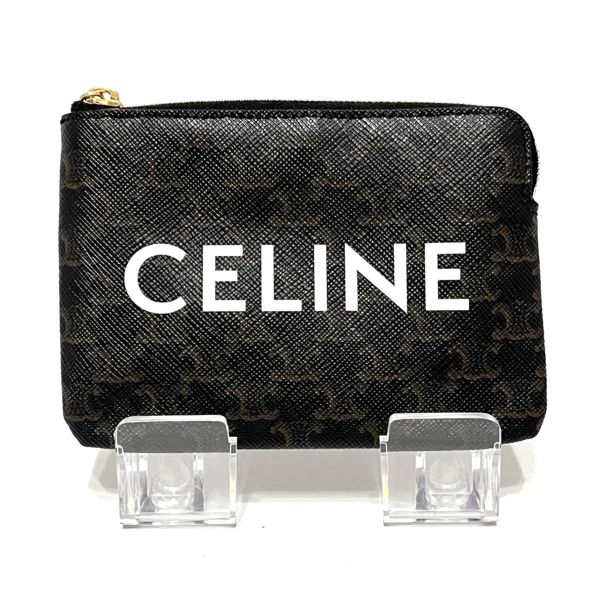 CELINE(セリーヌ) コインケース美品 トリオンフキャンバス 黒×ブラウン