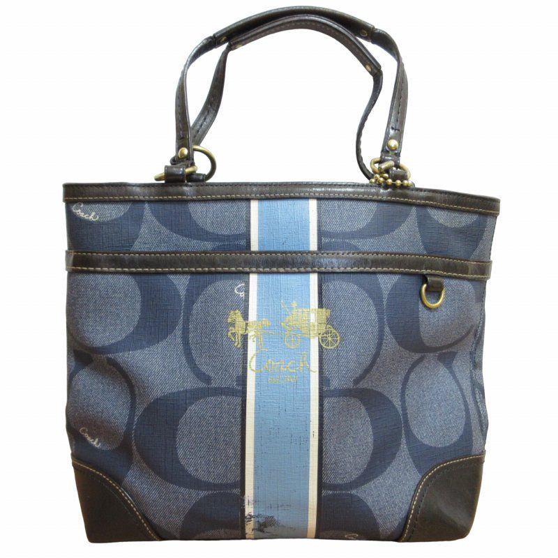 コーチ COACH 12492 シグネチャー ハンドバッグ トートバッグ 青