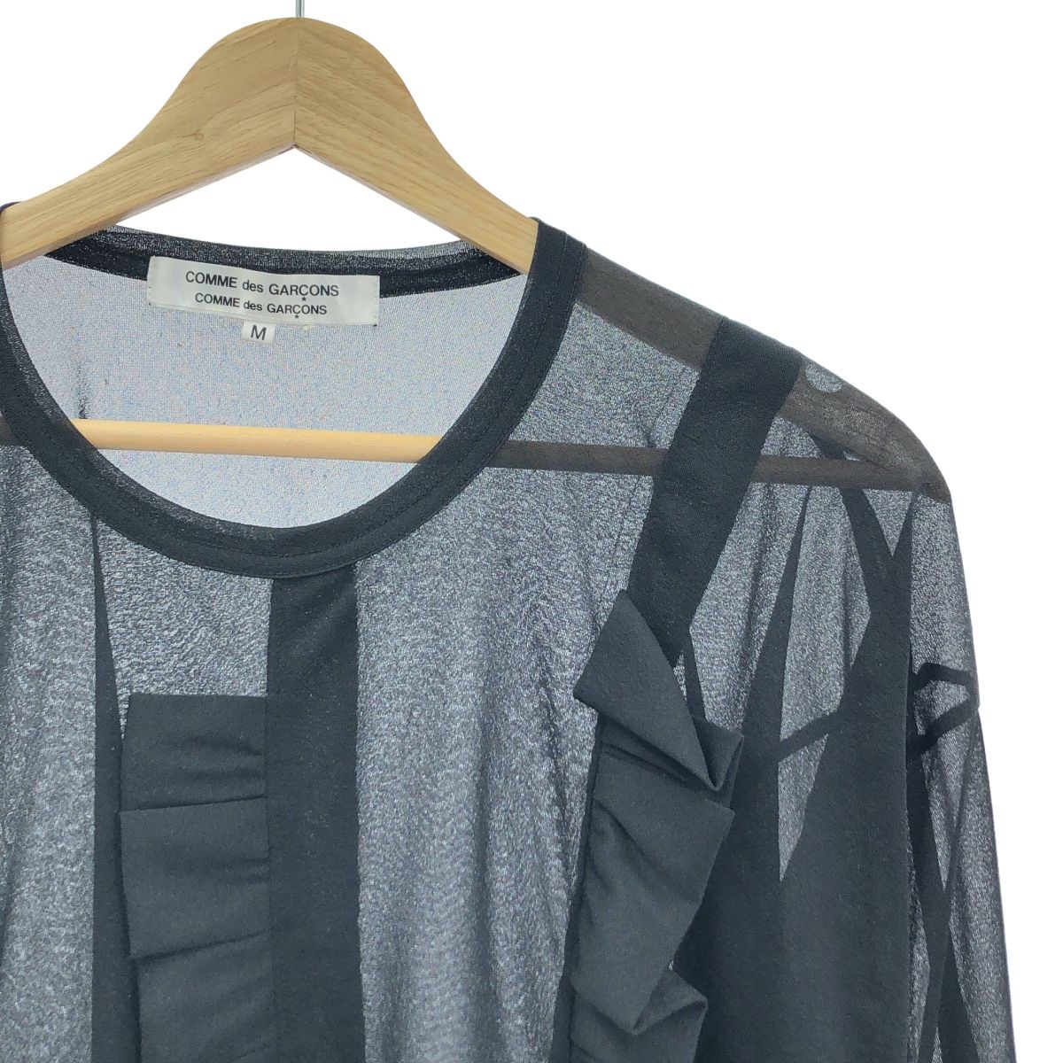 COMME des GARCONS COMME des GARCONS / コムコム | 2019AW | シアー フリル カットソー | M | ブラック | レディース COMME des GARCONS COMME des GARCONS / コムコム | 2019AW | シアー