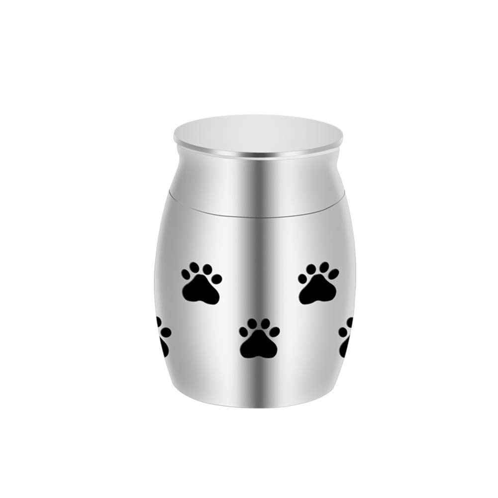 ペット仏壇 分骨つぼ ステンレス製 手元供養 ネジ式 肉球マーク模様 兎 猫 大容量 犬 ペット骨壷 シルバー 納骨容器 メモリアル骨壷 ブラック 遺骨入れ ミニ骨壷