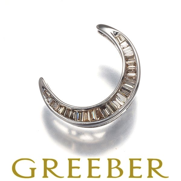 ブラウンダイヤ ダイヤモンド ムーン ペンダントトップ K18WG #167488  