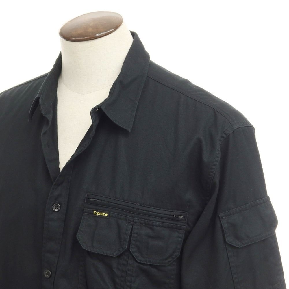 【中古】シュプリーム Supreme 2020年秋冬 Twill Multi Pocket Shirt カジュアルシャツ ブラック【サイズXL】【メンズ】-1